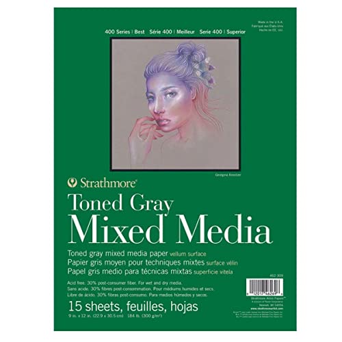 Strathmore Toned Mixed Media Paper Toned Grey 9"X12"-15 Sheets -62462309 - Image 1