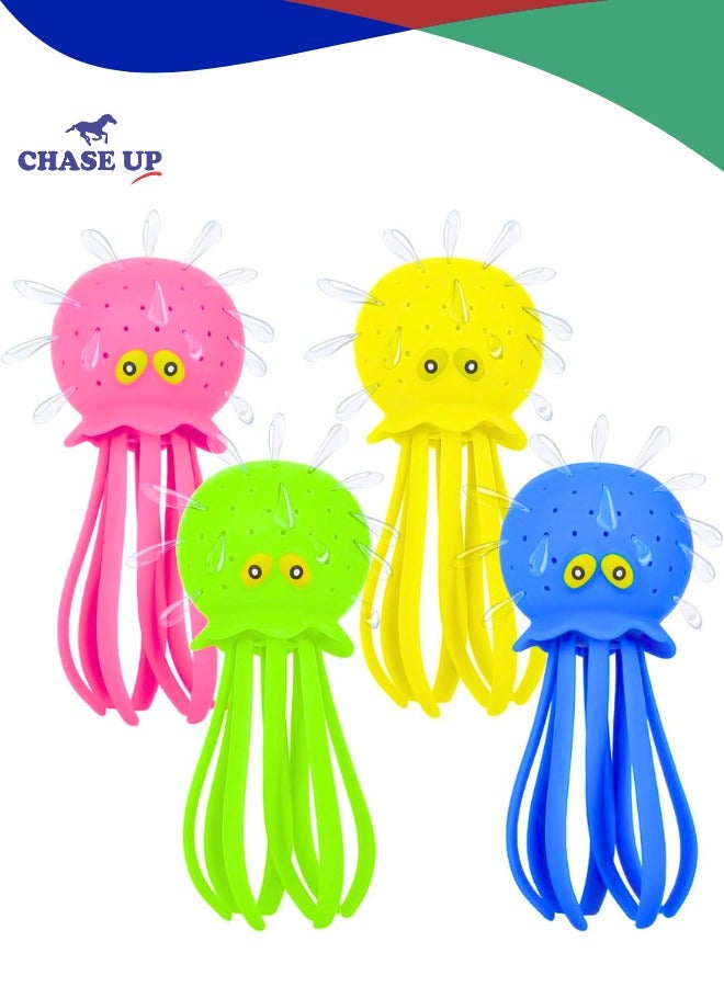 Chase Up Octopus Water Globe Toys – 4-Pack Squeeze and Splash Sensory Decompression Toys, Cute Octopus Bath & Pool Toys For Kids Ages 3-8, Octopus Bath Toy Water-Filled Stress Balls For Boys and Girls - Image 1
