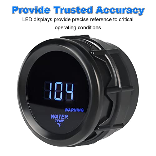WATERWICH Water Temperature Gauge Water Temp Thermometer Meter Kit 104-302℉ DC12V 2inch 52mm with Sensor for Car Marine Truck Vehicle Automotive - Image 5