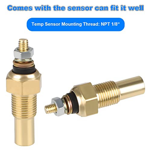 WATERWICH Water Temperature Gauge Water Temp Thermometer Meter Kit 104-302℉ DC12V 2inch 52mm with Sensor for Car Marine Truck Vehicle Automotive - Image 2