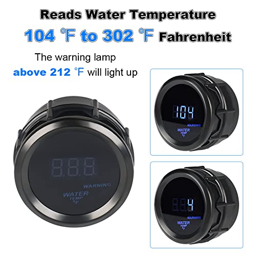 WATERWICH Water Temperature Gauge Water Temp Thermometer Meter Kit 104-302℉ DC12V 2inch 52mm with Sensor for Car Marine Truck Vehicle Automotive - Image 3