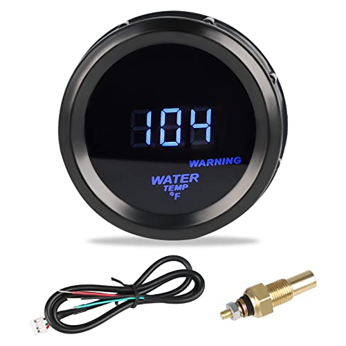 WATERWICH Water Temperature Gauge Water Temp Thermometer Meter Kit 104-302℉ DC12V 2inch 52mm with Sensor for Car Marine Truck Vehicle Automotive - Image 1