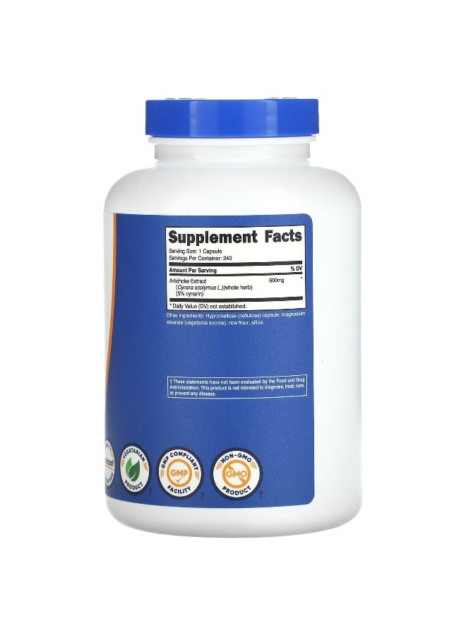 Nutricost نوتريكوست، مستخلص الخرشوف، 600 ملغ، 240 كبسولة - Image 2