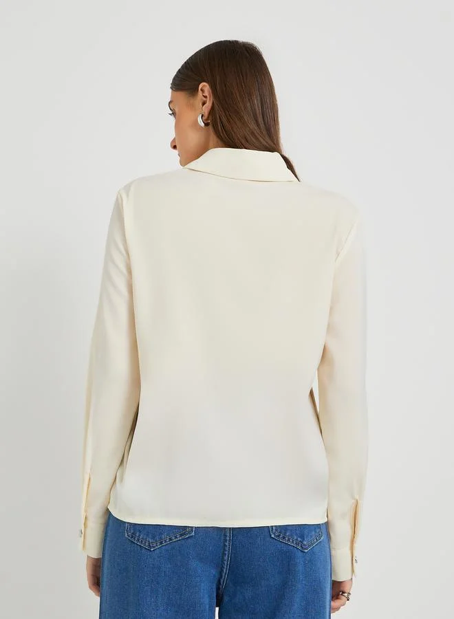 Take Two Take Two Solid Long Sleeve Spread Collar Shirt