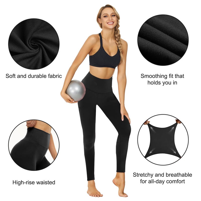 TNNZEET 7 Pack Plus Size Leggings for Women - High Waisted Yoga Pants with Pockets Black Leggings Women Full Length & Capri - Image 4
