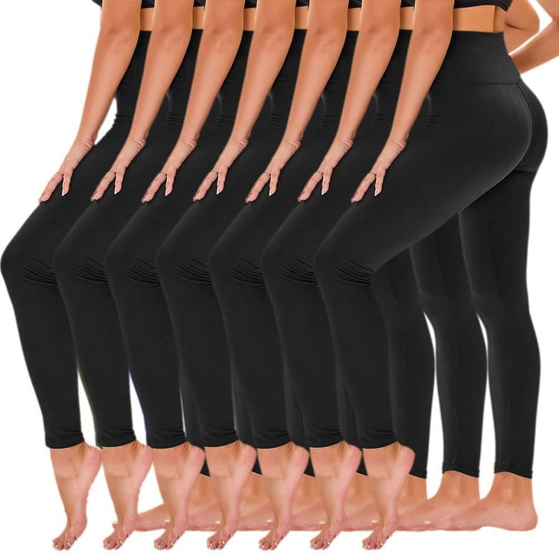 TNNZEET 7 Pack Plus Size Leggings for Women - High Waisted Yoga Pants with Pockets Black Leggings Women Full Length & Capri - Image 1