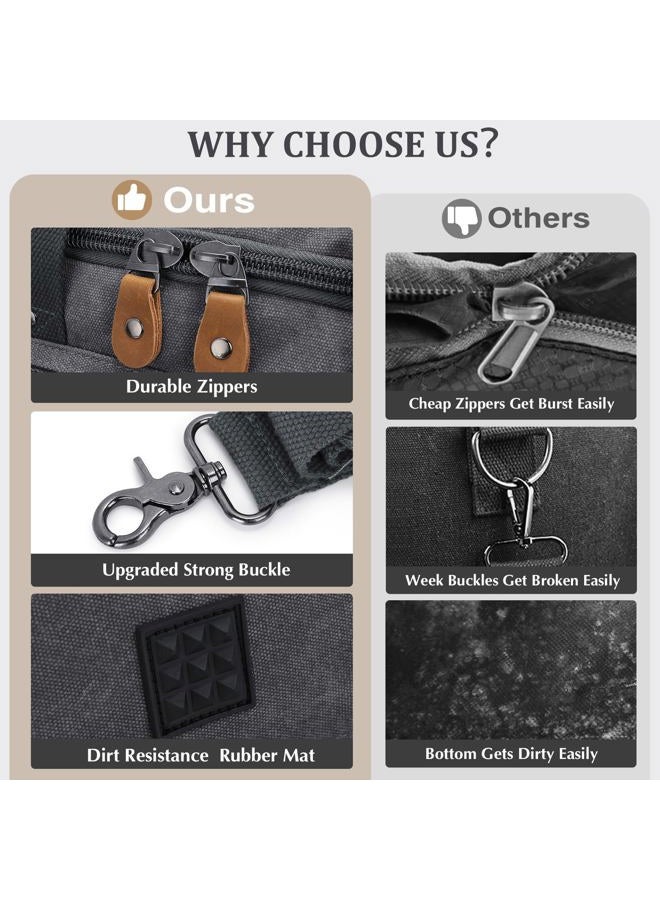 Gonex Canvas Duffle Bag for Travel 50L/60L Duffel Overnight Weekender Bag, Grey, X-Large-60L (Without Shoe Compartment) - Image 2