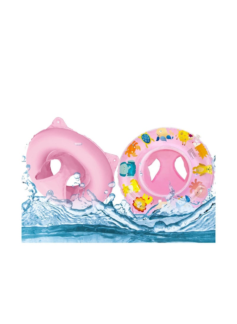 Y&D Baby Swimming Float Ring, with Safe Bottom Support, Inflatable Floats Pool Toys Accessories Large, for Toddler Age of 6-24 Months (Pink)  - Image 1