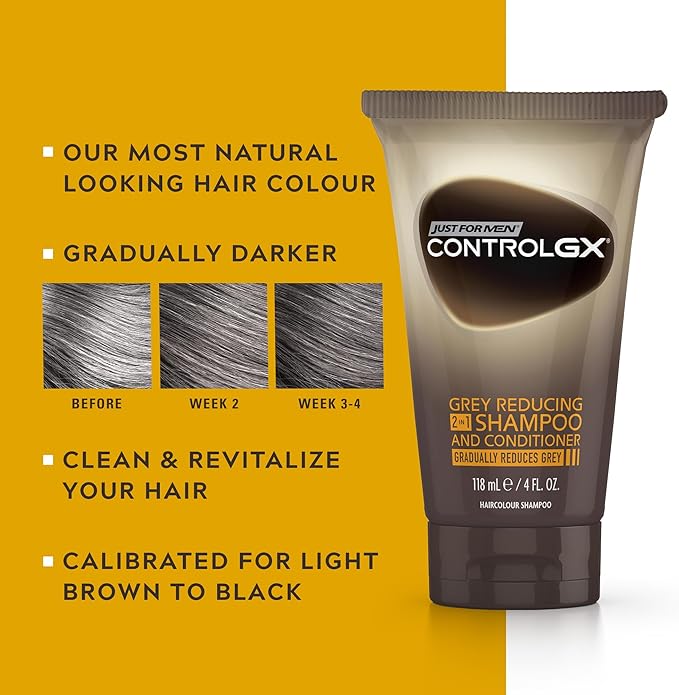 Just For Men Control GX 2in1 Shampoo Conditioner Gradually Permanently Reduces Grey Hair With Each Wash All Shades 118 ml - Image 3
