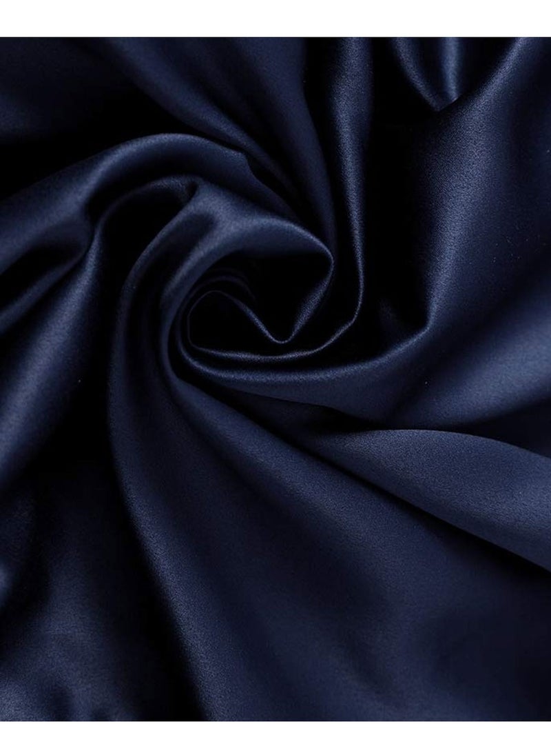 MARGOUN Men's Dressing Gown Kimono Robe Lightweight Silk Long Sleeved Home Sleepwear Loungewear Blue Small (Length 44''/Chest 22'') - Image 5