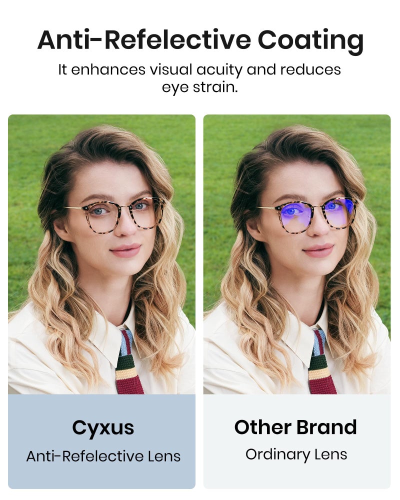 Cyxus Blue Light Glasses for Women, Blue Light Blocking Eyeglasses for Women, Round Computer Eyewear Anti Eye Strain Glasses - Image 3