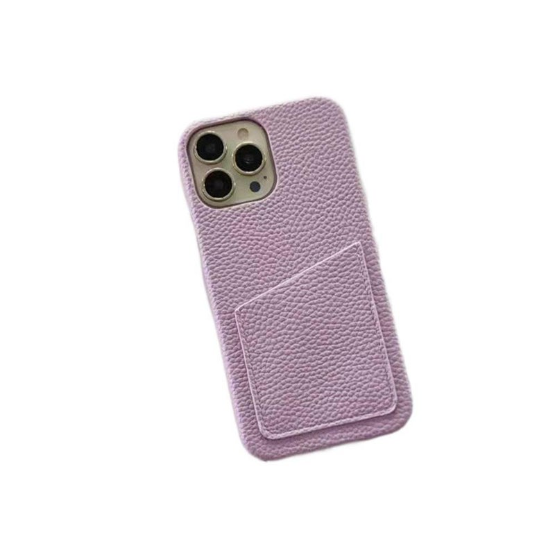غطاء واقي بملمس جلد لـ iPhone 16 / 16 Plus / 16 Pro / 16 Pro Max مع حامل بطاقات وحماية من السقوط مع مقاوم للصدمات مع ملمس جلد مع تصميم نصف تغطية باللون بنفسجي باللون البنفسجي - Image 1