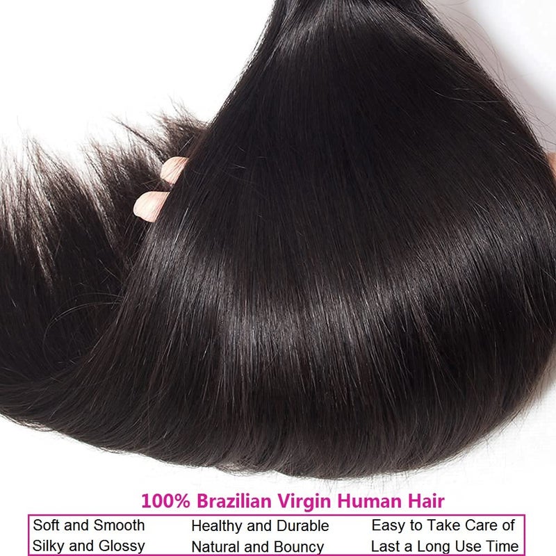 WOWQUEEN 10A Brazilian Straight Human Hair Bundles 20 22 24 Inch 100% Unprocessed Virgin Straight Weave 3 Bundles Deals Human Hair - Image 4