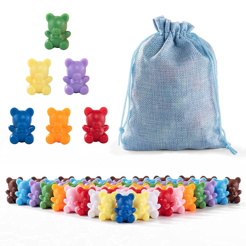 XINHUIDALSQ Rainbow Counting Bears Set of 60, 6 Colors Sorting Teddy Plastic Bears Math Manipulatives for Toddlers, 1 Inch Bear Conters Ages 3+ Kids - Image 1