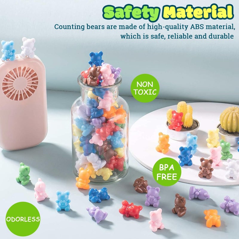 XINHUIDALSQ Rainbow Counting Bears Set of 60, 6 Colors Sorting Teddy Plastic Bears Math Manipulatives for Toddlers, 1 Inch Bear Conters Ages 3+ Kids - Image 5