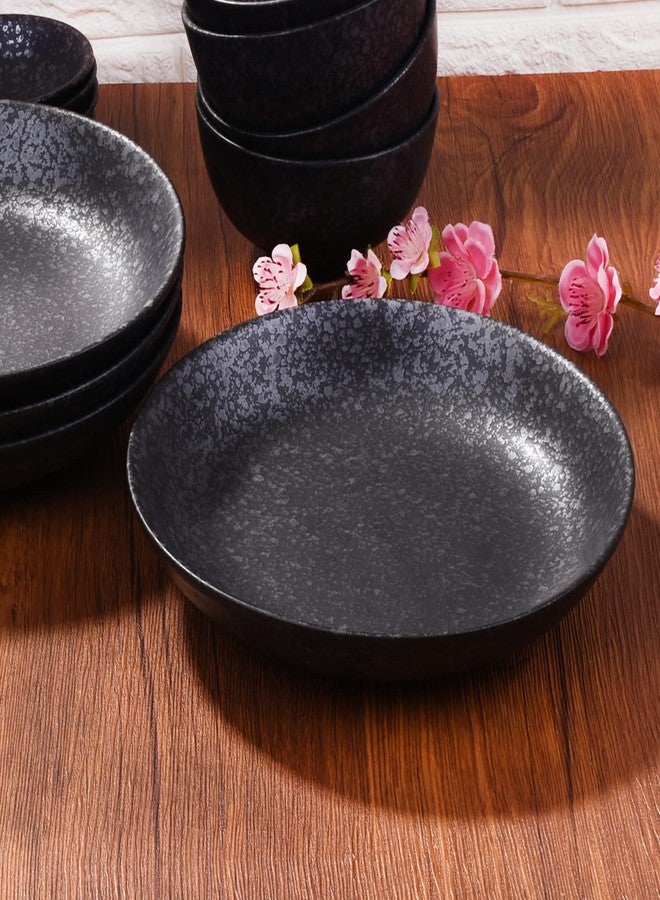 Cerficer Black Ceramic Dinner Plates 8 Inch Japanese Plate Set of 4 for Salads, Pasta, Cheese, Ham, Antipasti, Microwave and Dishwasher Safe - Image 5