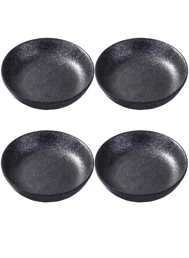 Cerficer Black Ceramic Dinner Plates 8 Inch Japanese Plate Set of 4 for Salads, Pasta, Cheese, Ham, Antipasti, Microwave and Dishwasher Safe - Image 1