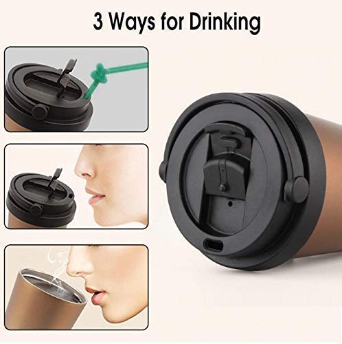 SKOFRI 188 Stainless Steel Double Wall Vacuum Insulated Travel Coffee Mug with HandlePortable Thermal CupWide Mouth Tumbler with Leak Proof LidGolden500Ml - Image 5