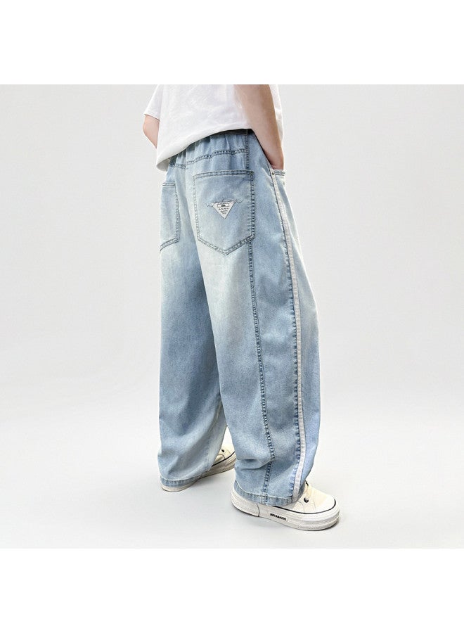 Bumblebee Boys' Summer Thin Jeans Ice Silk 2025 New Children's Casual Loose Straight Pants - Image 5