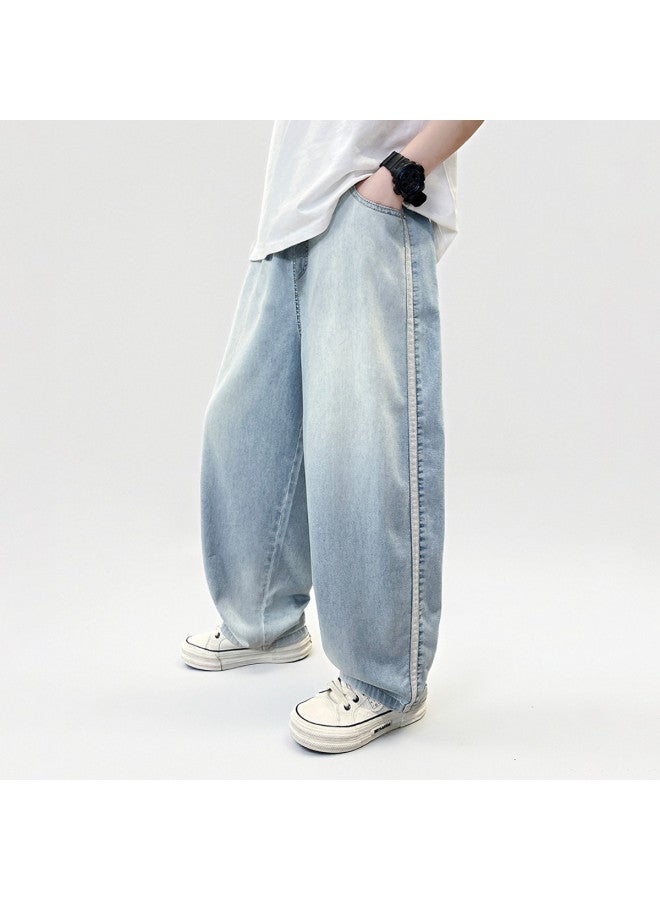 Bumblebee Boys' Summer Thin Jeans Ice Silk 2025 New Children's Casual Loose Straight Pants - Image 3