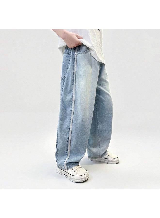 Bumblebee Boys' Summer Thin Jeans Ice Silk 2025 New Children's Casual Loose Straight Pants - Image 4