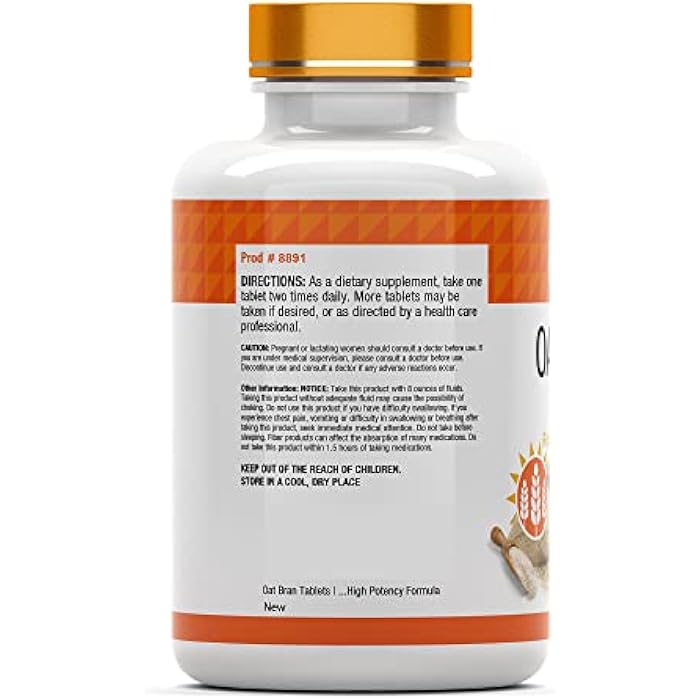 tnvitamins Oat Bran Tablets | 100 Tablets x 1,000 MG per Tablet | Oat Fiber Tablets | Soluble & Dietary Fiber Supplement | Supports Digestive Health * | High Potency Formula - Image 3