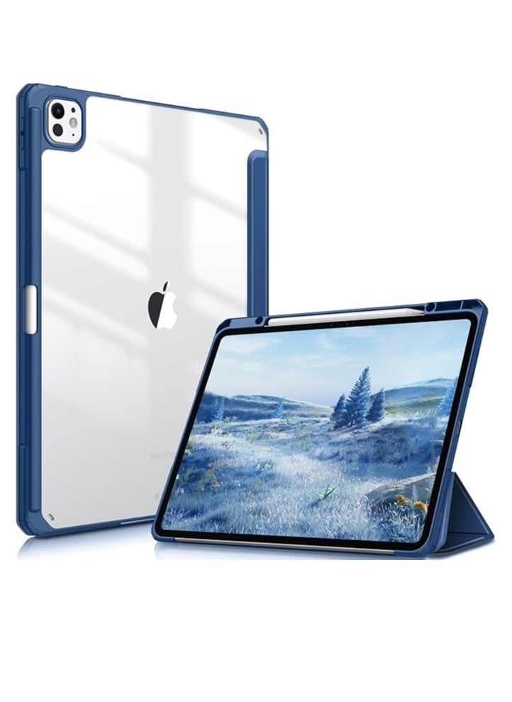 EVO New Compatible with iPad Pro 11 inch Case 2024 M4 with Built-in Pencil Holder, for iPad Pro 11 Case with Hard Clear Back Shell, Support Pencil Pro & Pencil (USB-C), Auto Wake/Sleep,(Navy)  - Image 1