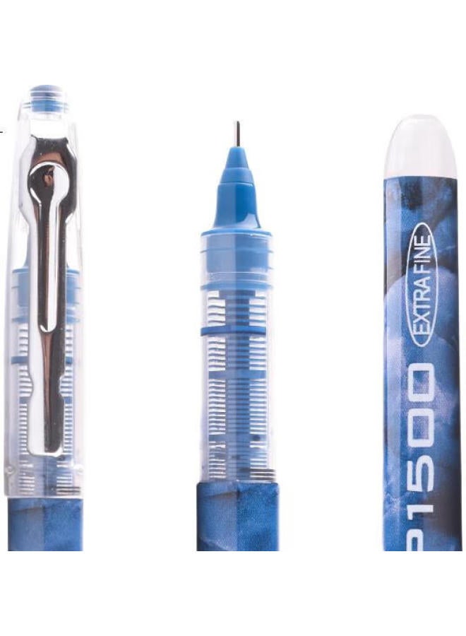 Snowhite 【Back To School Essential】Snowhite P1500 Liquid Ink Ballpoint Pen Needle Tube Neutral Pen Student Colorful Signature Pen Great Writing Water Pen 0.5Mm Ink Blue 12Pcs/Box - Image 3