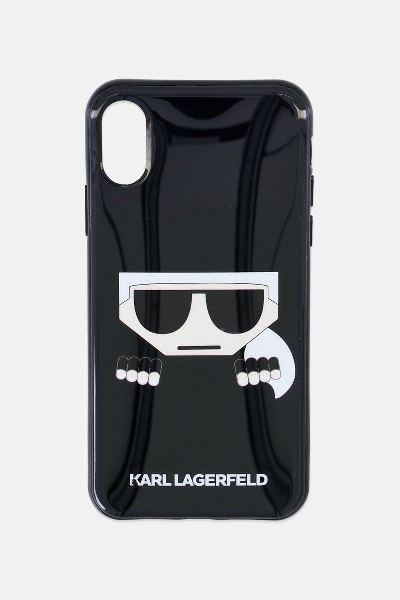 Karl Lagerfeld Brand Logo iPhone X/XS Hard Case, Black - Image 1