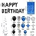 SPFYunion 92 PCS Black and Blue Happy Birthday Decorations Balloons Fringe Curtains Vortex for Boys Men Girls Women 16th 18th 20th 21st 25th 30th 40th 50th 60th Birthday Party Decorations - Image 4
