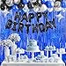SPFYunion 92 PCS Black and Blue Happy Birthday Decorations Balloons Fringe Curtains Vortex for Boys Men Girls Women 16th 18th 20th 21st 25th 30th 40th 50th 60th Birthday Party Decorations - Image 2