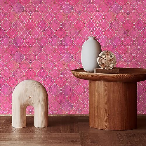 MuralPeel Modern Pink/Golden Krystal Mosaic Peel and Stick Wallpaper Self Adhesive Removable Easy Peel Off Stick on Wall Paper for Bedroom Cabinet Renter Friendly - Image 3