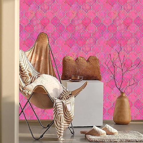 MuralPeel Modern Pink/Golden Krystal Mosaic Peel and Stick Wallpaper Self Adhesive Removable Easy Peel Off Stick on Wall Paper for Bedroom Cabinet Renter Friendly - Image 2