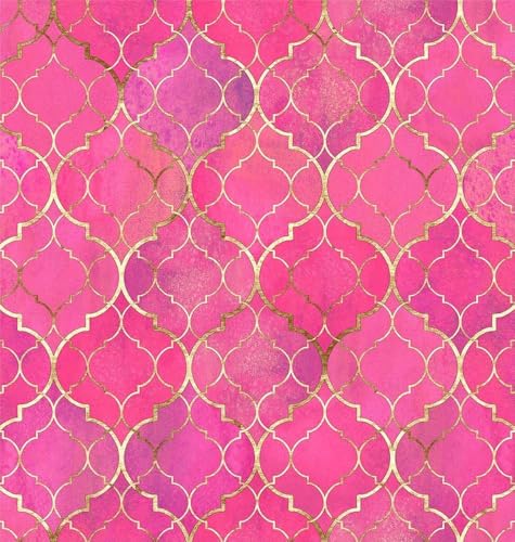 MuralPeel Modern Pink/Golden Krystal Mosaic Peel and Stick Wallpaper Self Adhesive Removable Easy Peel Off Stick on Wall Paper for Bedroom Cabinet Renter Friendly - Image 1