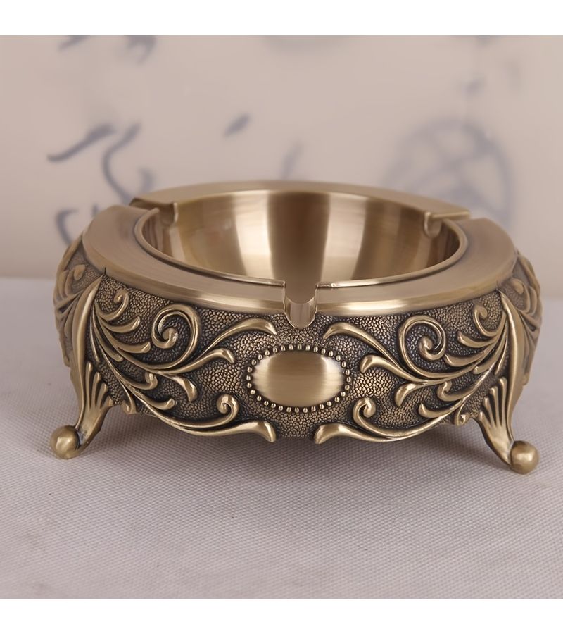 Vintage Style Tongyun Qingyan Jufu Ashtray Round Bronze Metal Smoking Accessory Home Decor Gift - Image 1