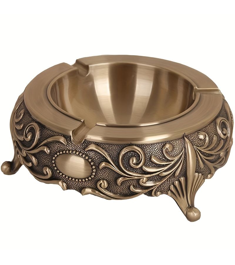 Vintage Style Tongyun Qingyan Jufu Ashtray Round Bronze Metal Smoking Accessory Home Decor Gift - Image 5