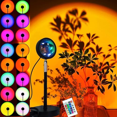 KolorFish 16 Colors Changing Sunset Lamp with Remote | Projection Lamp Light Projector | Mood Lighting for Home, Living Room, Party (USB Powered, Plastic Body) - Image 1