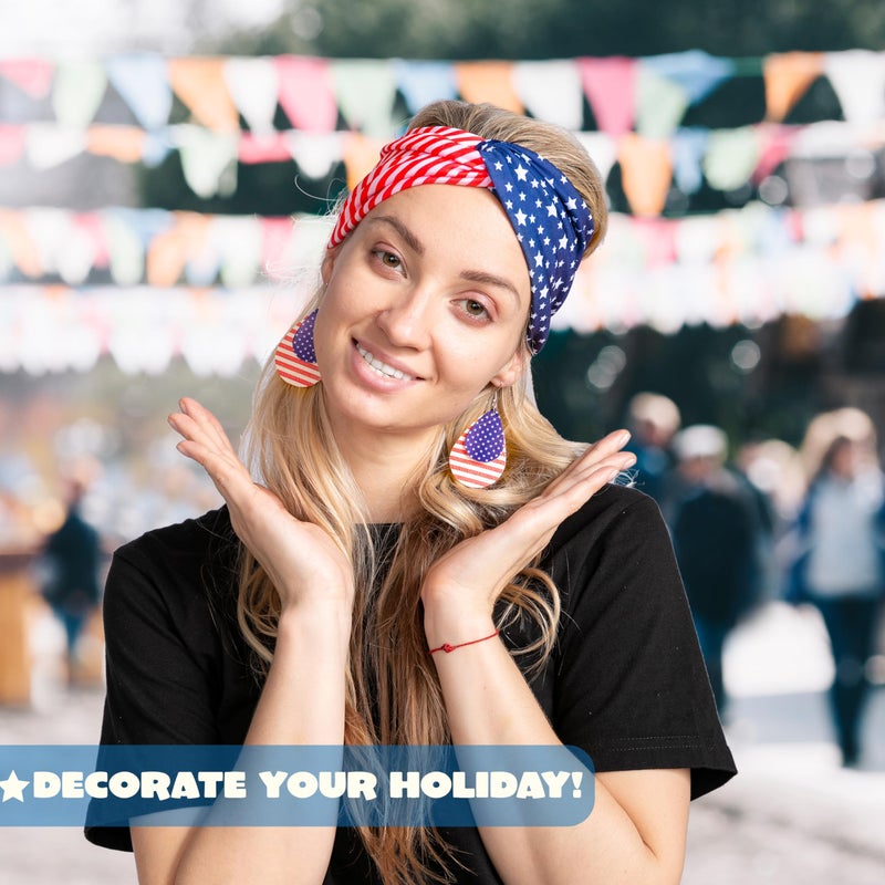 JOYIN 5 Pcs Patriotic Accessories of a US American Flag Headband, 4 Leather Earrings for 4th of July Celebration, Independence Day Themed Party Dress-up - Image 5