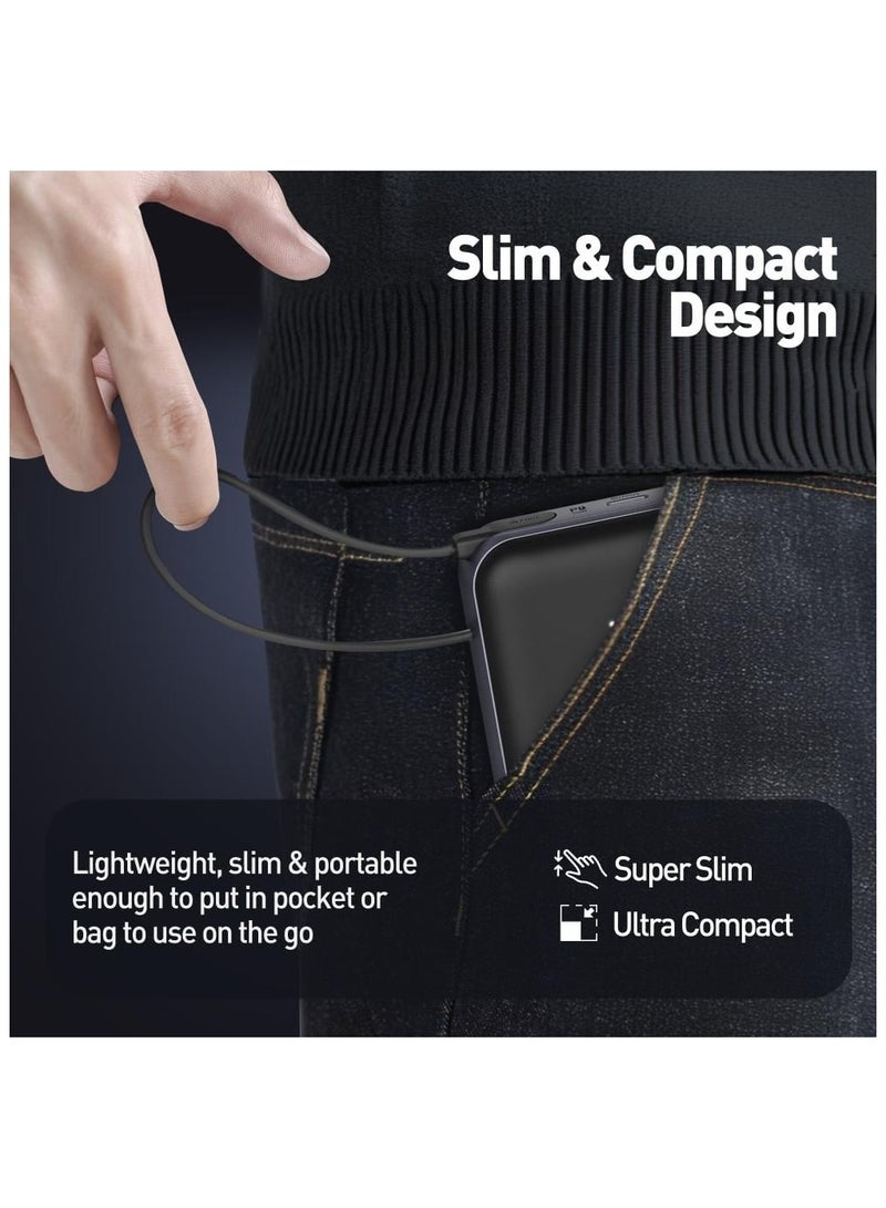 جودا باور بانك بسعة 20000 ملي امبير بقوة 20 واط بي دي مع كيبل مدمج تايب سي تصميم نحيف ومثالي للتنقل اسود - Image 2