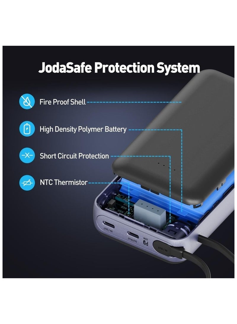 جودا باور بانك بسعة 20000 ملي امبير بقوة 20 واط بي دي مع كيبل مدمج تايب سي تصميم نحيف ومثالي للتنقل اسود - Image 4