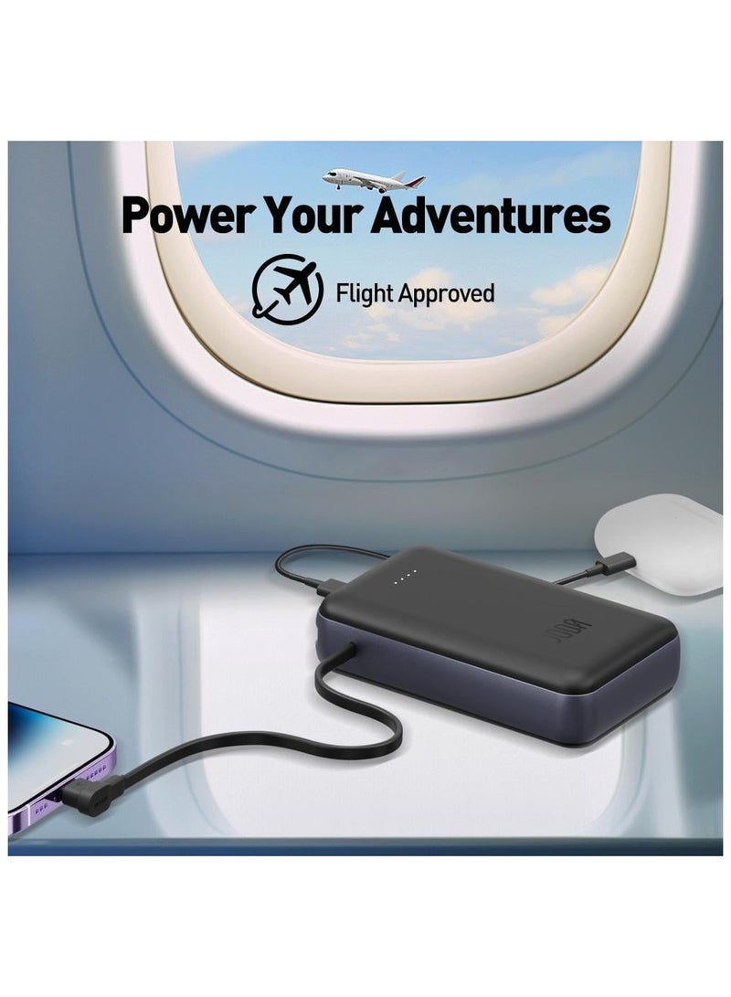 جودا باور بانك بسعة 20000 ملي امبير بقوة 20 واط بي دي مع كيبل مدمج تايب سي تصميم نحيف ومثالي للتنقل اسود - Image 5