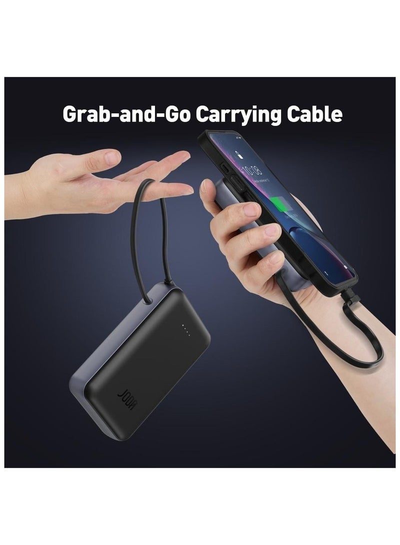 جودا باور بانك بسعة 20000 ملي امبير بقوة 20 واط بي دي مع كيبل مدمج تايب سي تصميم نحيف ومثالي للتنقل اسود - Image 3