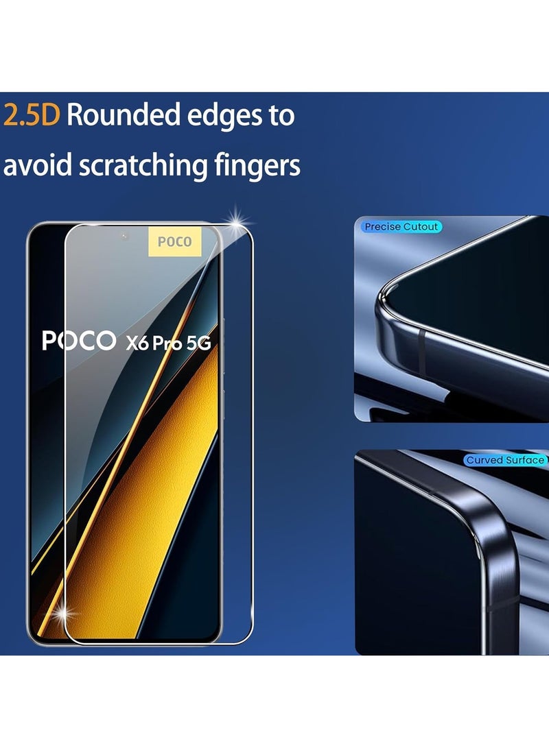 General 2+2 Pack Compatible with Xiaomi Poco X6 Pro Screen Protector with Camera Lens Protector, 9H Hardness Anti-Scratch Tempered Glass flim,Anti-Fingerprint,Anti-Scratch  - Image 3