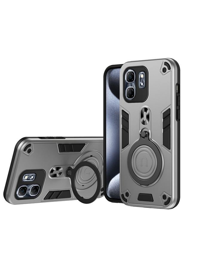 S-TOP Case For Infinix Hot 50i / Smart 9 Metal Ring 360 Degree Rotating Holder PC Hybrid TPU Phone Case - Image 1
