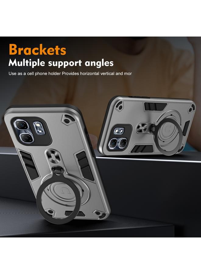 S-TOP Case For Infinix Hot 50i / Smart 9 Metal Ring 360 Degree Rotating Holder PC Hybrid TPU Phone Case - Image 3