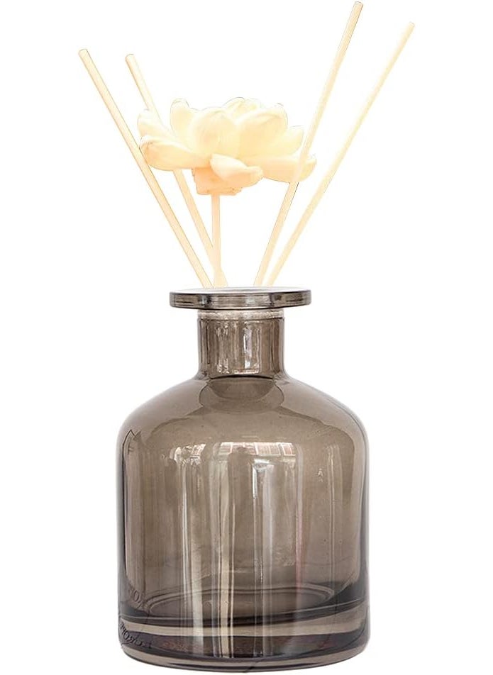 1PCS 150ml/5oz Empty Refillable Glass Diffuser Bottle Exquisite Essential Oils Container for DIY Replacement Aromatherapy Diffuser Sticks Sets Essential Oils Crafts Decor(Grey)