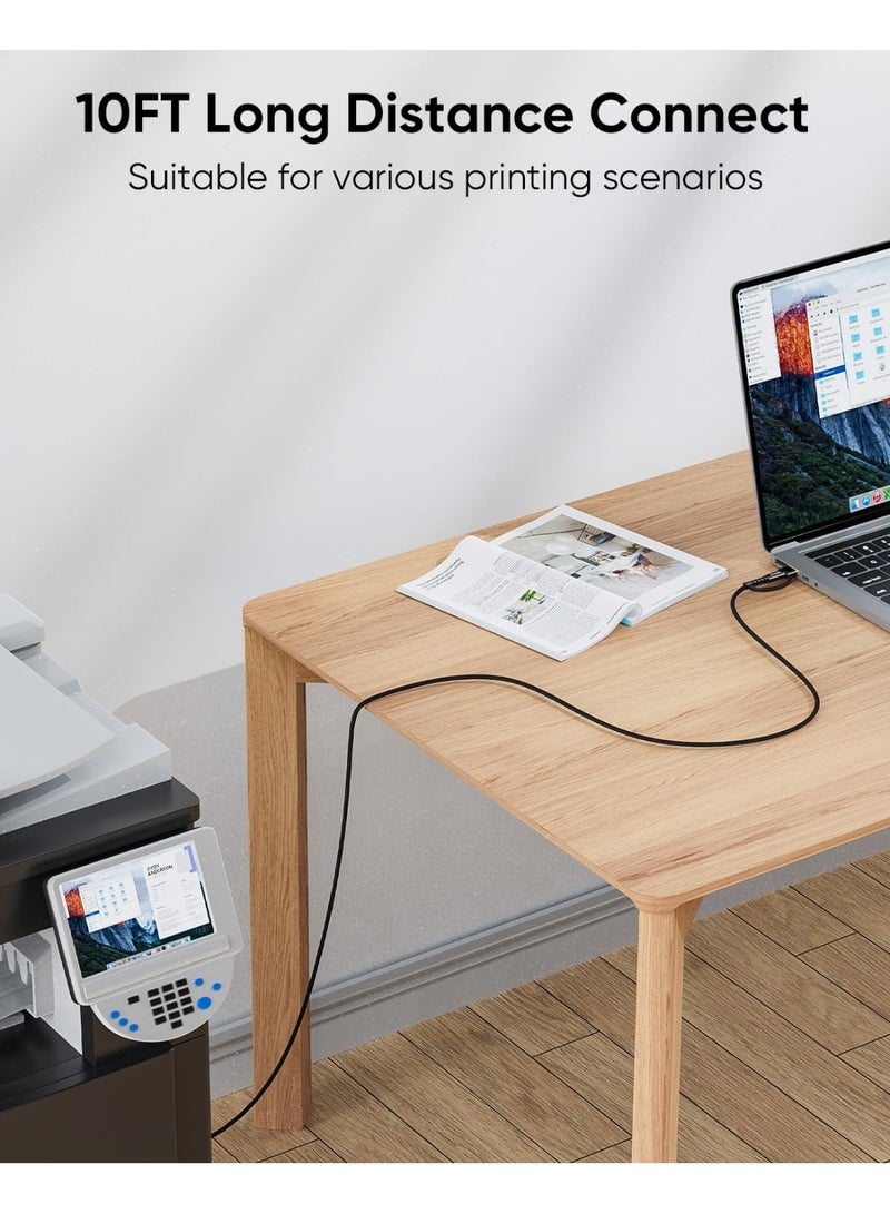 كازا كابل طابعة ثنائي في واحد USB B إلى USB C/A بطول 16.6 قدم، سلك طابعة عالي السرعة، كابل MIDI مضفر من النايلون، متوافق مع HP/Dell/Brother/Epson/Piano، الكمبيوتر، MacBook Pro/Air، iPad، وغيرها - Image 4