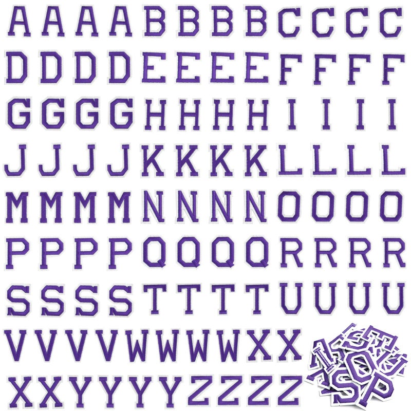 Coopay Coopay 104 Pieces Letter Iron on Patches Alphabet Sew on Appliques with Embroidered Patch AZ Letter Badge Decorate Repair Patches for Jeans Shirts Hats Shoes Bags Clothing Supplies Purple
