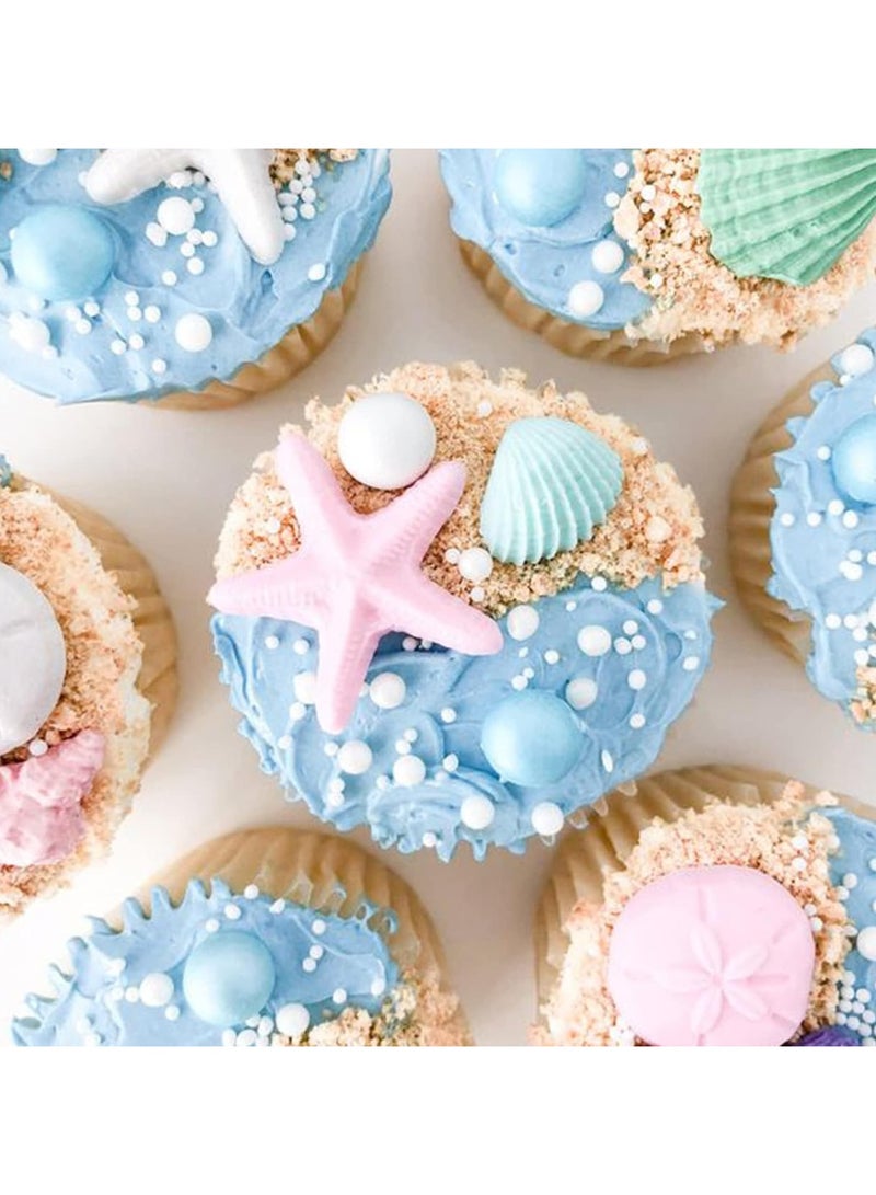 general 3 Pieces Ocean Themed Silicone Fondant Moulds, Shell Conch Starfish Coral Baking Moulds for DIY Ocean Cake Decorating, Chocolate, Candy and Polymer Clay Making - Image 2