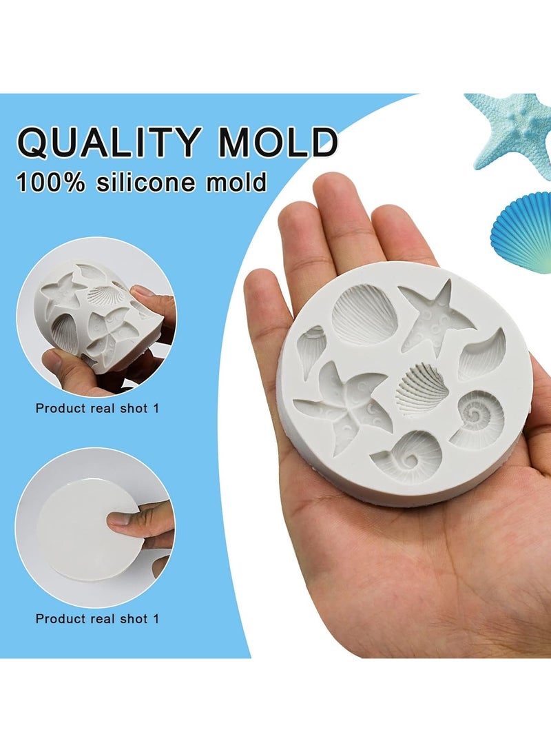 general 3 Pieces Ocean Themed Silicone Fondant Moulds, Shell Conch Starfish Coral Baking Moulds for DIY Ocean Cake Decorating, Chocolate, Candy and Polymer Clay Making - Image 4
